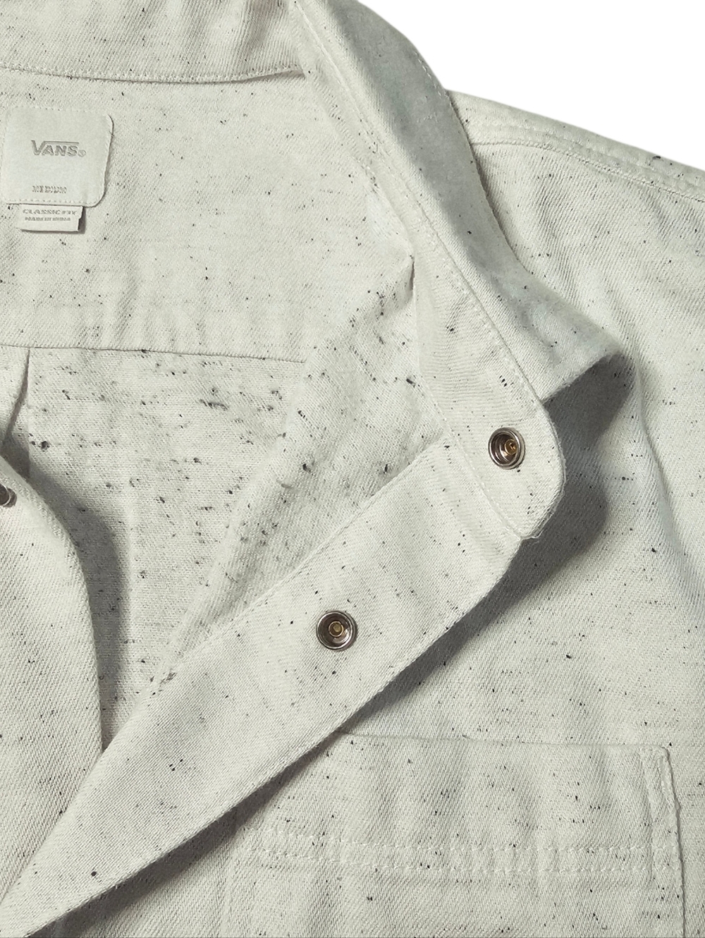 Vans Light Gray Long Sleeve Button-Down Shirt with Chest Pocket Size Medium - Picture 7 of 10